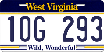 WV license plate 1OG293
