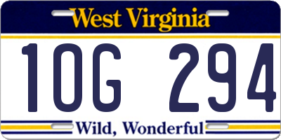 WV license plate 1OG294
