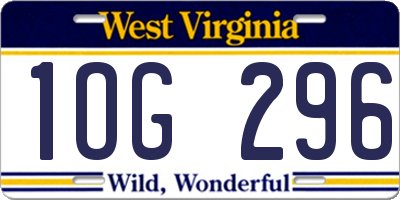 WV license plate 1OG296