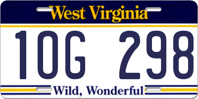 WV license plate 1OG298