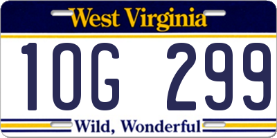 WV license plate 1OG299