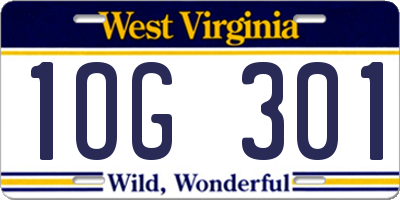 WV license plate 1OG301