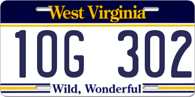 WV license plate 1OG302