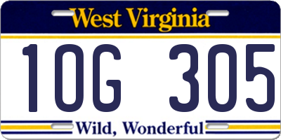 WV license plate 1OG305