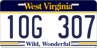 WV license plate 1OG307