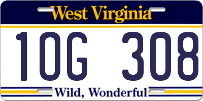WV license plate 1OG308