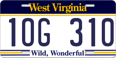 WV license plate 1OG310
