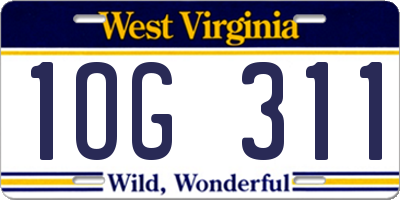 WV license plate 1OG311