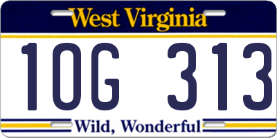 WV license plate 1OG313