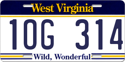WV license plate 1OG314