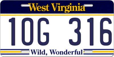 WV license plate 1OG316