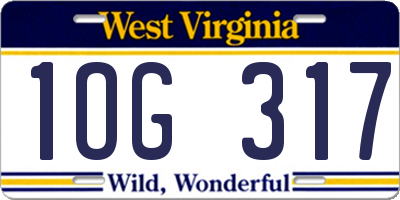 WV license plate 1OG317