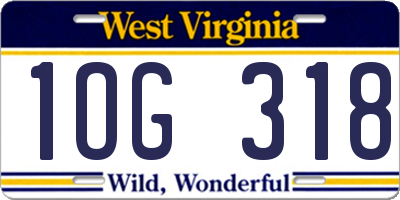 WV license plate 1OG318