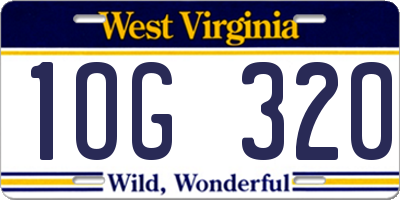 WV license plate 1OG320