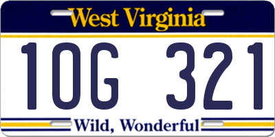 WV license plate 1OG321