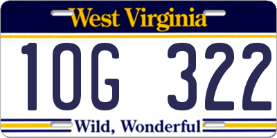 WV license plate 1OG322