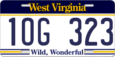 WV license plate 1OG323