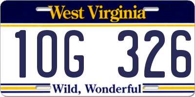 WV license plate 1OG326