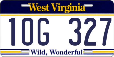 WV license plate 1OG327