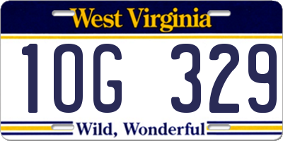 WV license plate 1OG329