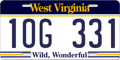 WV license plate 1OG331