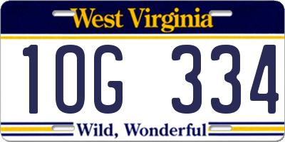 WV license plate 1OG334