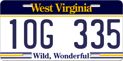 WV license plate 1OG335