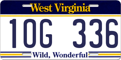 WV license plate 1OG336