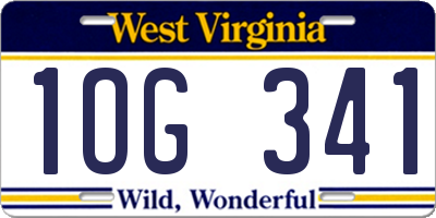 WV license plate 1OG341