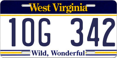 WV license plate 1OG342