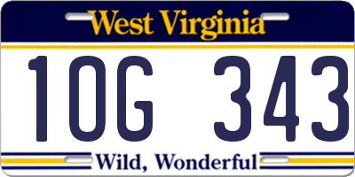 WV license plate 1OG343