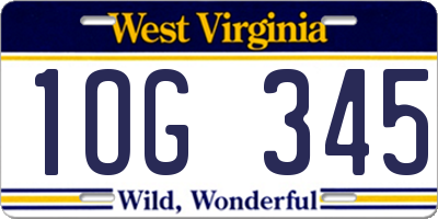 WV license plate 1OG345