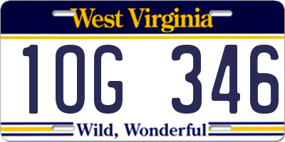 WV license plate 1OG346