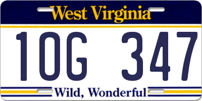 WV license plate 1OG347