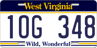WV license plate 1OG348