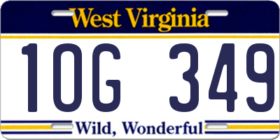 WV license plate 1OG349