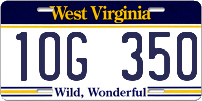 WV license plate 1OG350