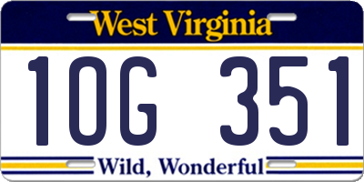 WV license plate 1OG351