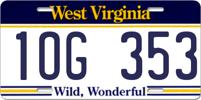 WV license plate 1OG353