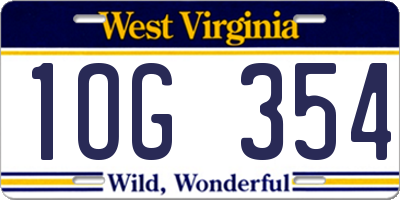 WV license plate 1OG354
