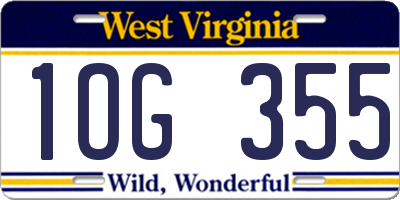 WV license plate 1OG355