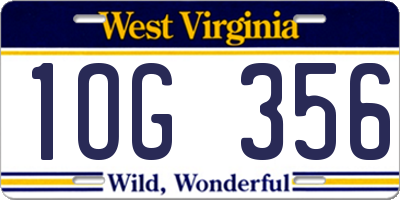 WV license plate 1OG356