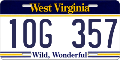 WV license plate 1OG357