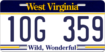WV license plate 1OG359