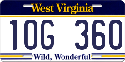 WV license plate 1OG360