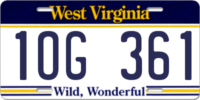 WV license plate 1OG361