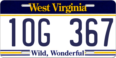 WV license plate 1OG367