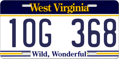 WV license plate 1OG368