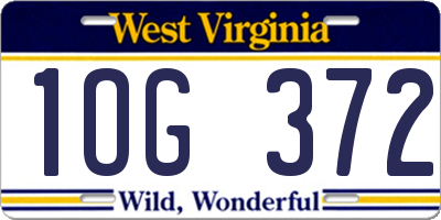 WV license plate 1OG372