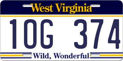 WV license plate 1OG374